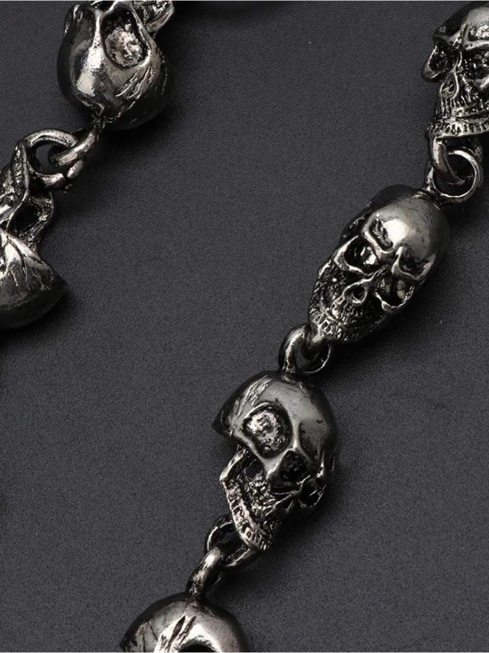 Men's Black Gunmetal Skull Link Detachable Key Chain W Links.
